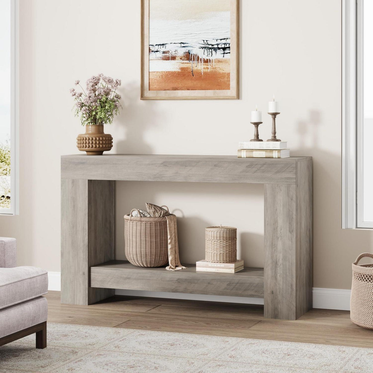160cm Konsolentisch Landhausstil Grau – Vielseitiger Eingangstisch