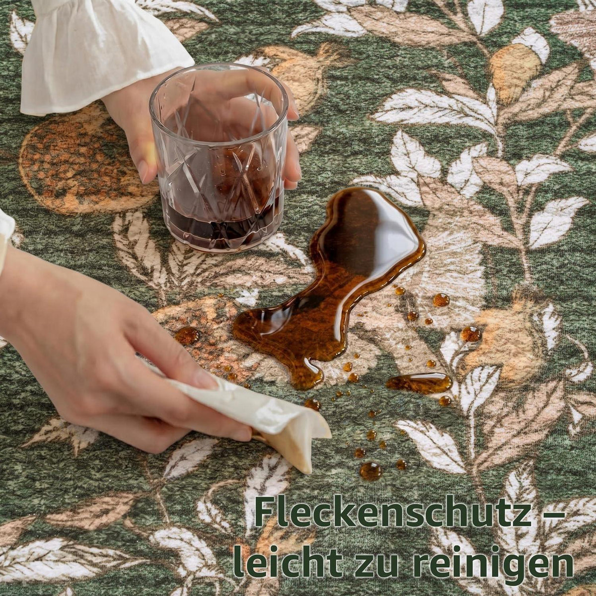 Vintage Teppich Blumenmuster Orange-Grün 200x280 cm