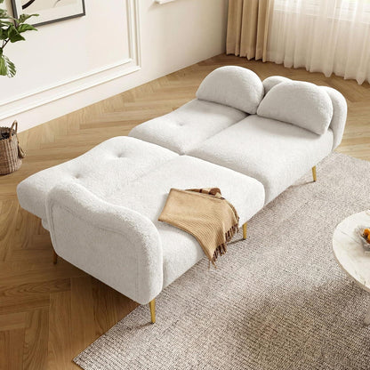 Schlafsofa 2-Sitzer mit Bettfunktion & Stauraum – Weiß
