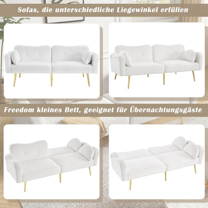 Schlafsofa 2-Sitzer mit Bettfunktion & Stauraum – Weiß