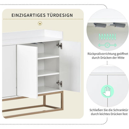 Weißes Sideboard 120cm – Küchenschrank mit Arbeitsplatte & Regalen