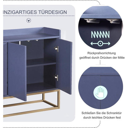 120cm Sideboard Blau – Küchenschrank mit Arbeitsplatte & Regalen