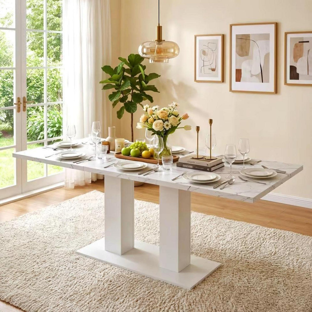 Ausziehbarer Esstisch Weiß 140/180x70 cm – Esszimmer Küchentisch