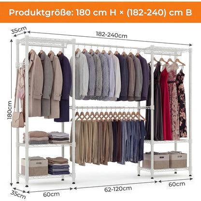 Stabiler Kleiderständer mit Regalen & Kleiderstangen