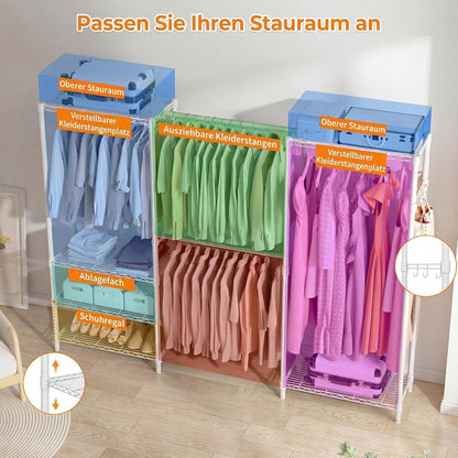 Stabiler Kleiderständer mit Regalen & Kleiderstangen