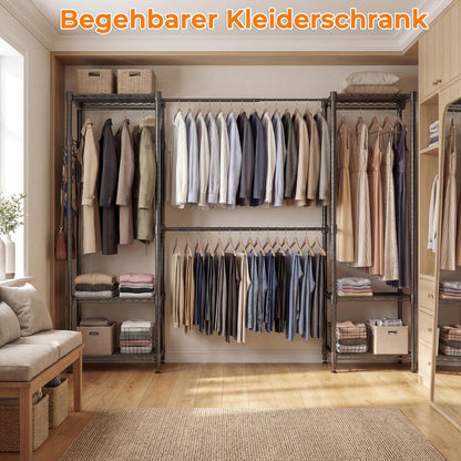 Stabiler Kleiderständer mit Regalen & Kleiderstangen