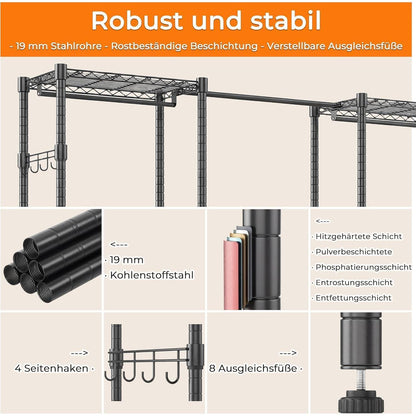 Stabiler Kleiderständer mit Regalen & Kleiderstangen
