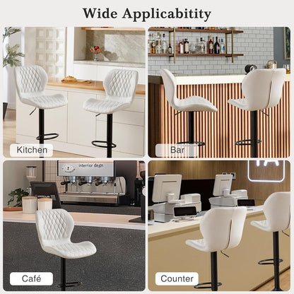 Barhocker mit Lehne, höhenverstellbar, beige, 6er Set