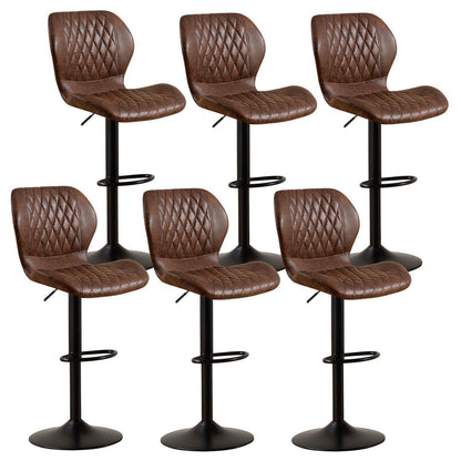 Barhocker Set 6 Stück, Höhenverstellbar & Drehbar Braun