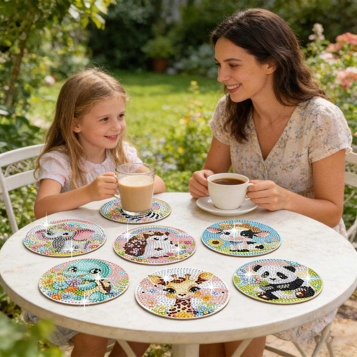 Diamant Painting Untersetzer Tier 8er Set mit Ständer & Zubehör