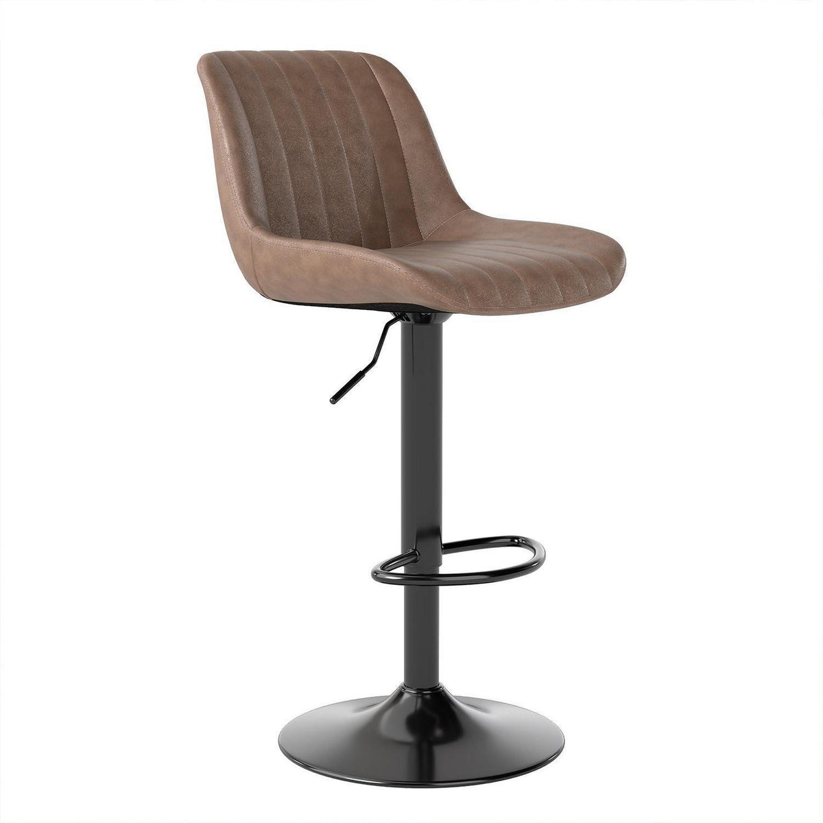 Drehbarer Barhocker mit Lehne, Höhenverstellbar Braun
