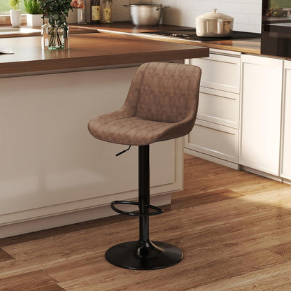 Drehbarer Barhocker mit Lehne, Höhenverstellbar Braun