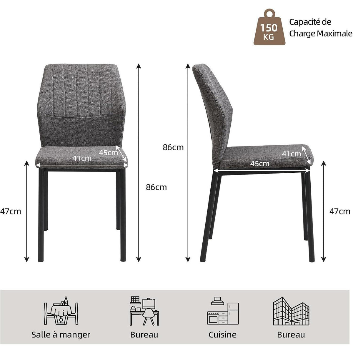 Esszimmerstühle 2er Set Dunkelgrau – Polsterstühle für Küche & Wohnen