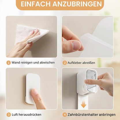 Wandmontierter Zahnbürstenhalter mit Abdeckung – 4er Set