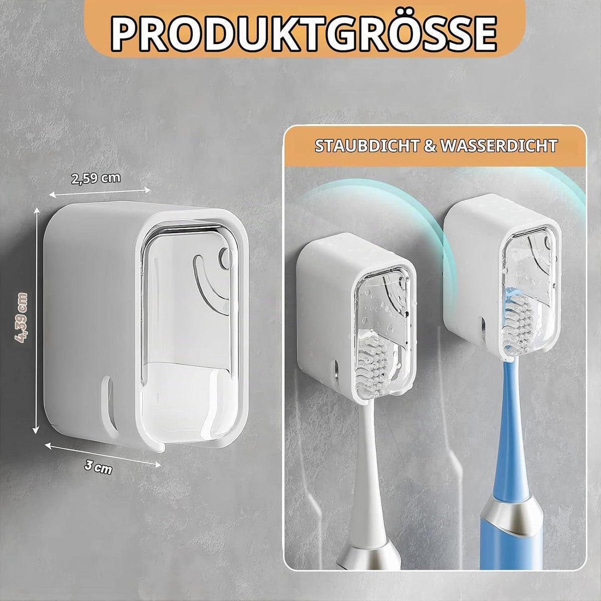 Wandmontierter Zahnbürstenhalter mit Abdeckung – 4er Set