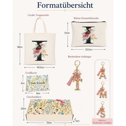 Personalisierte Geschenkset für Frauen mit Buchstaben-Schlüsselanhänger
