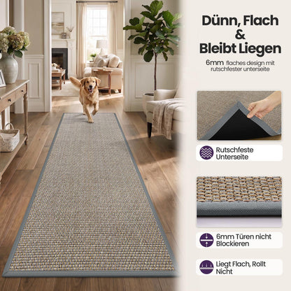 Läufer Flur Grau 80x300 cm - Rutschfest & Saugstark