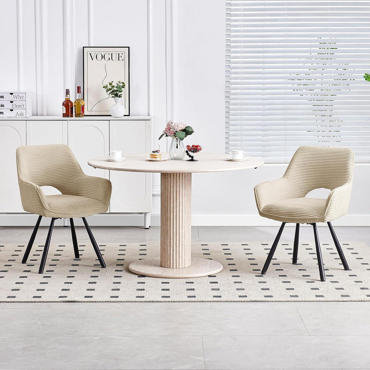 6er Set Drehbar Stühle | Beige, Modern & Komfortabel