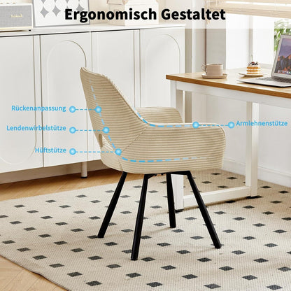 6er Set Drehbar Stühle | Beige, Modern & Komfortabel