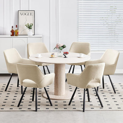 6er Set Drehbar Stühle | Beige, Modern & Komfortabel