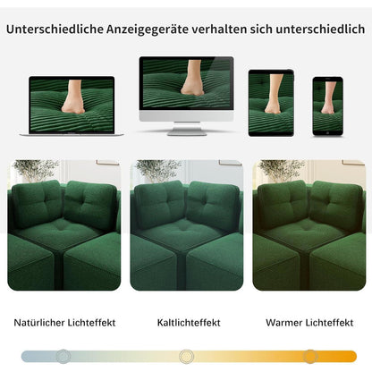 Modulares Ecksofa 4-Sitzer Grün mit Fußhocker & Cordstoff