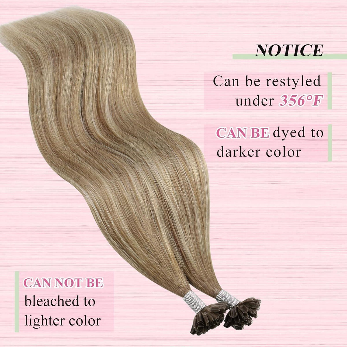 Echthaar Bonding Extensions Hellbraun Ombre Platinblond 50cm