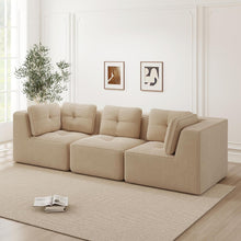 Modulares Cord-Ecksofa 3-Sitzer Beige – Ohne Montage