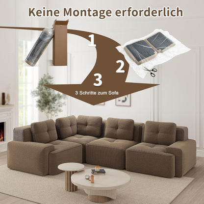 Modulares Ecksofa Braun 177x382 cm – Boneless Cordstoff Couch