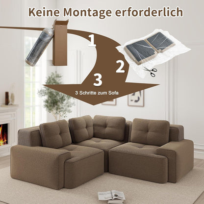 Modulares Ecksofa Braun 177x177 cm – Boneless Cordstoff Couch