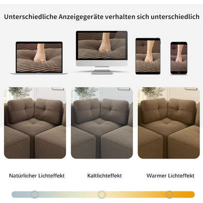 Modulares Ecksofa Braun 177x177 cm – Boneless Cordstoff Couch