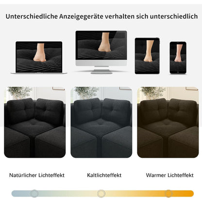 Modulares Ecksofa 4-Sitzer mit Fußhocker, Cordstoff Schwarz