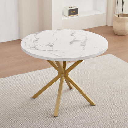 Moderner Esstisch Set mit 4 Sesseln – 100cm in Lederoptik