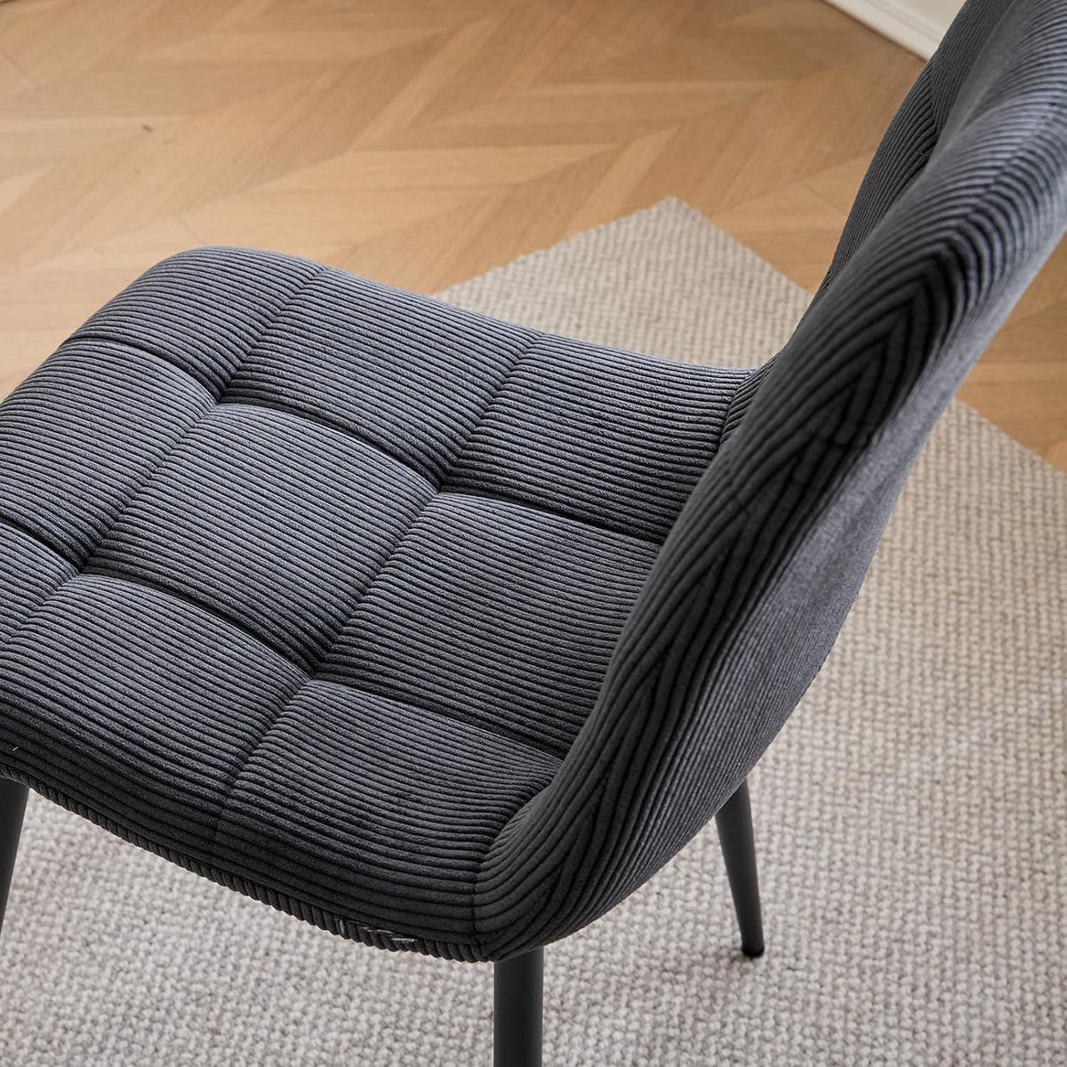 Moderner Esstisch Set mit 4 Samtstühlen – Rund 100cm