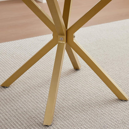 Moderner Esstisch Set mit 4 Samtstühlen – Rund 100cm