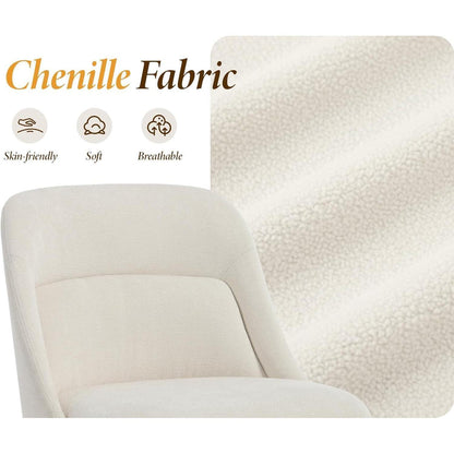 Moderner Esszimmerstuhl Set 4er – Chenille mit Lendenstütze, Weiß