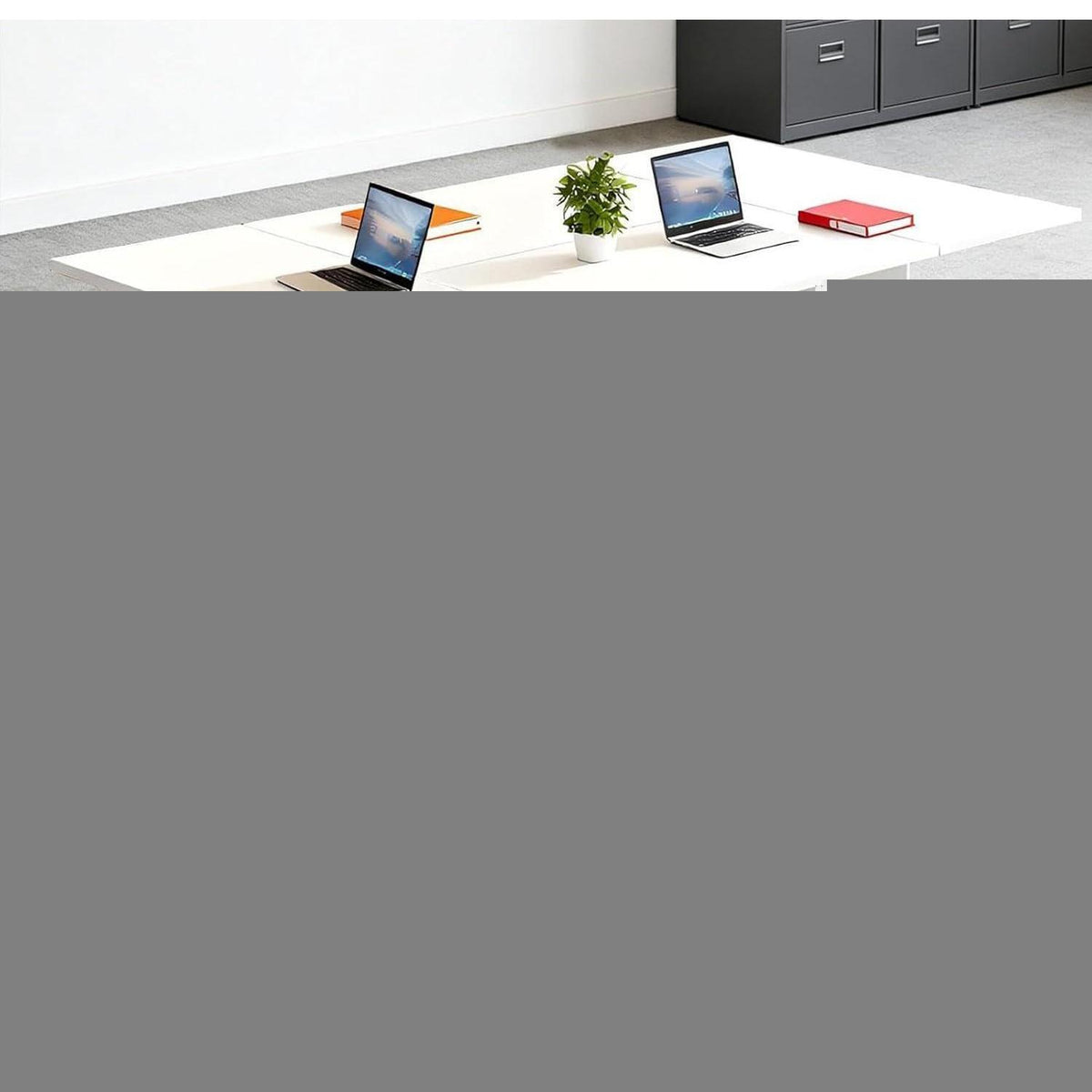 Modularer Konferenztisch, Erweiterbar für 4-12 Personen, Schwarz & Dunkelgrau