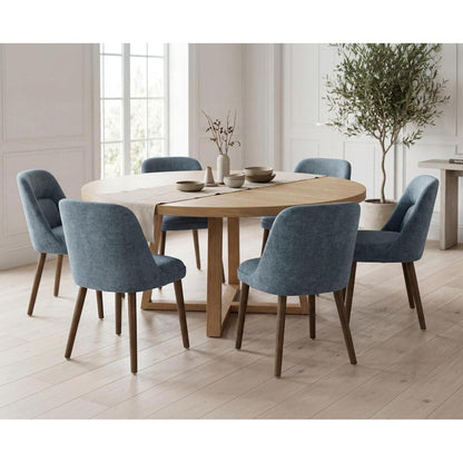 Moderner Esszimmerstuhl Set Blau mit Chenille & Lendenstütze
