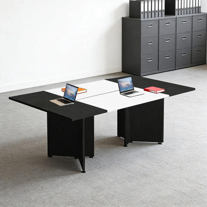 Modularer Konferenztisch, Erweiterbar, 200x120 cm, Schwarz Weiß