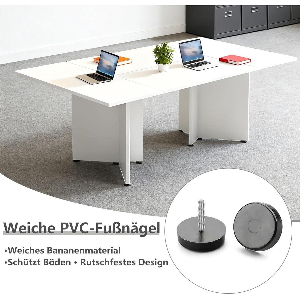 Modularer Konferenztisch, Erweiterbar für 4-12 Personen, Schwarz Weiß