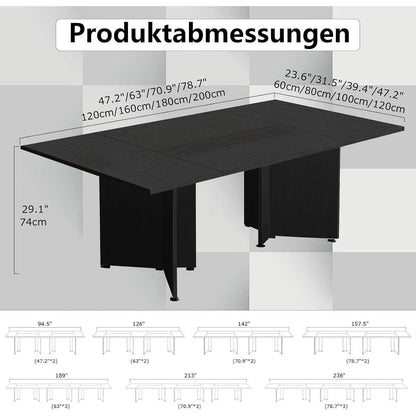 Modularer Konferenztisch, Erweiterbar für 4-12 Personen, Schwarz