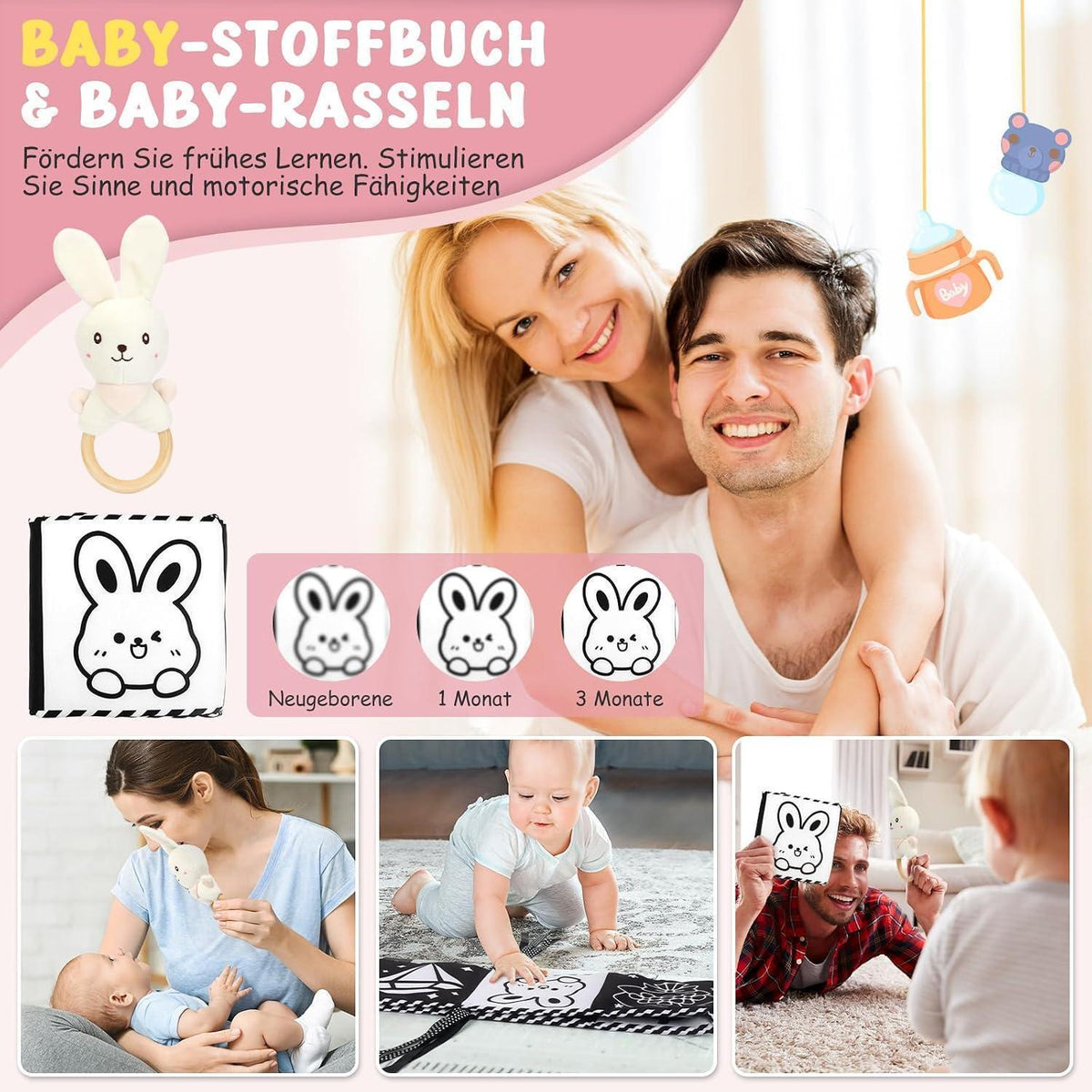 Baby Geschenkkorb Mädchen mit Hasen – Geschenkset zur Geburt