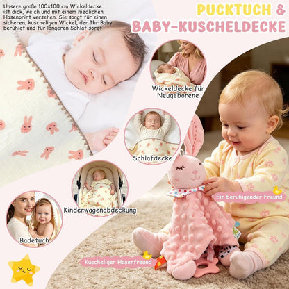 Baby Geschenkkorb Mädchen mit Hasen – Geschenkset zur Geburt