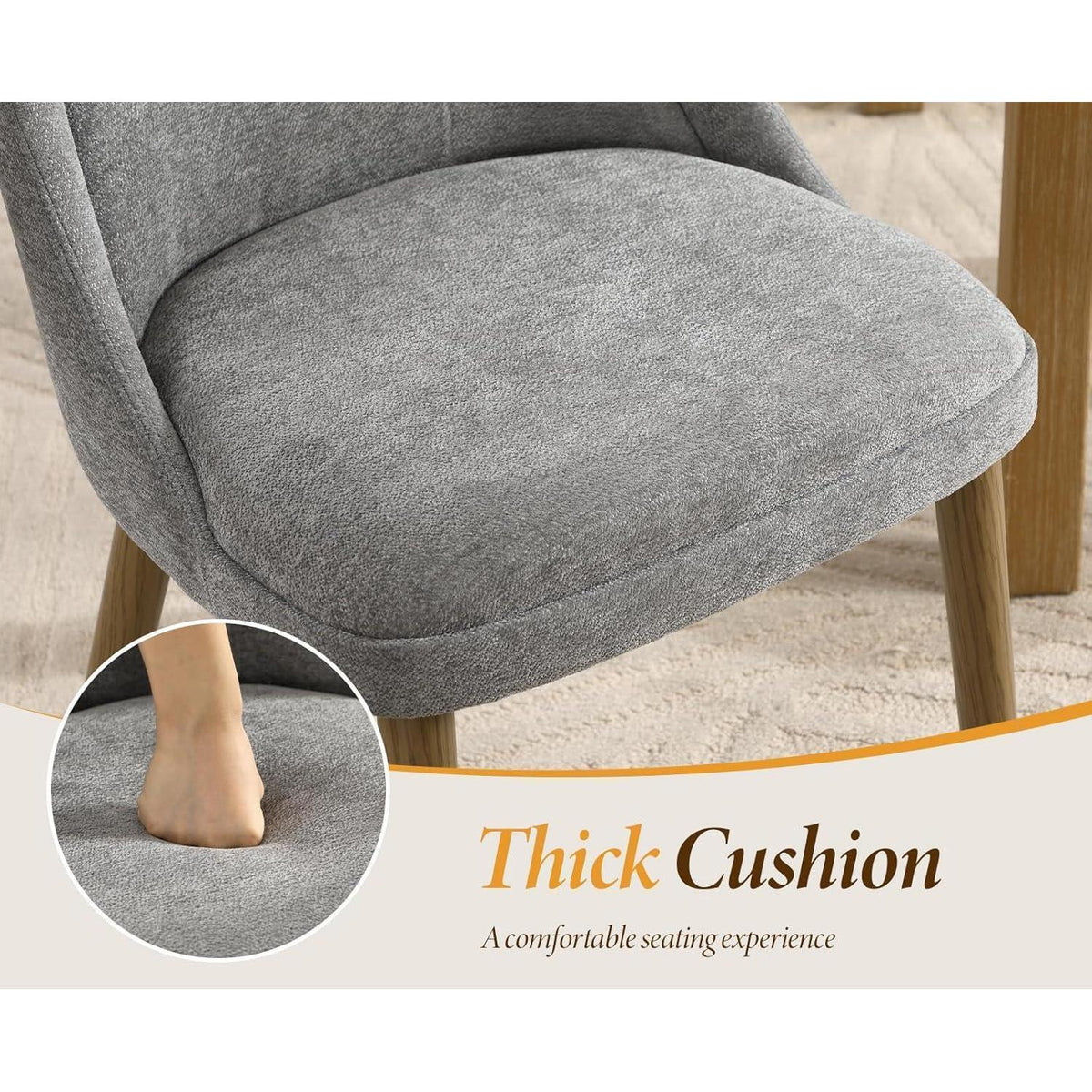 Moderner Esszimmerstuhl Set Grau mit Lendenstütze & Chenille