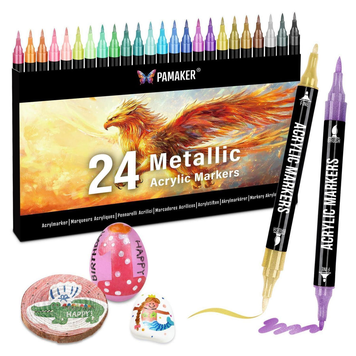 Acryl Marker Set 24 Metallic | Dual Tip für Kunst & Basteln