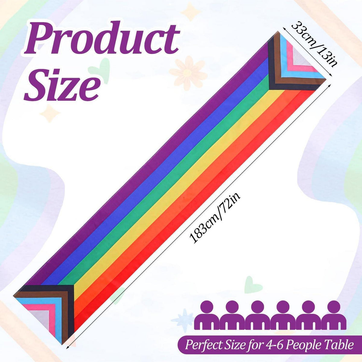 Regenbogen Tischläufer 33x183cm – Pride Month Partydeko