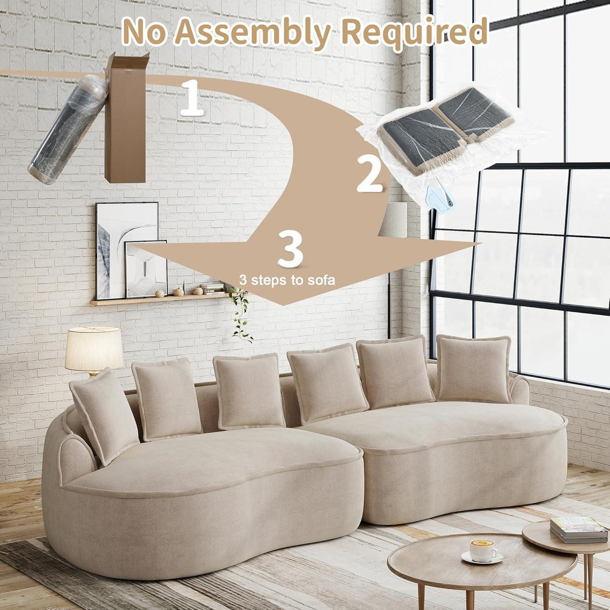 Modulares Chenille Sofa – Rahmenlos, Tief & Bequem (4-Sitzer)