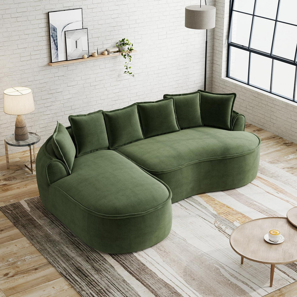 Modulares Chenille-Sofa mit Chaiselongue & extra Tiefe