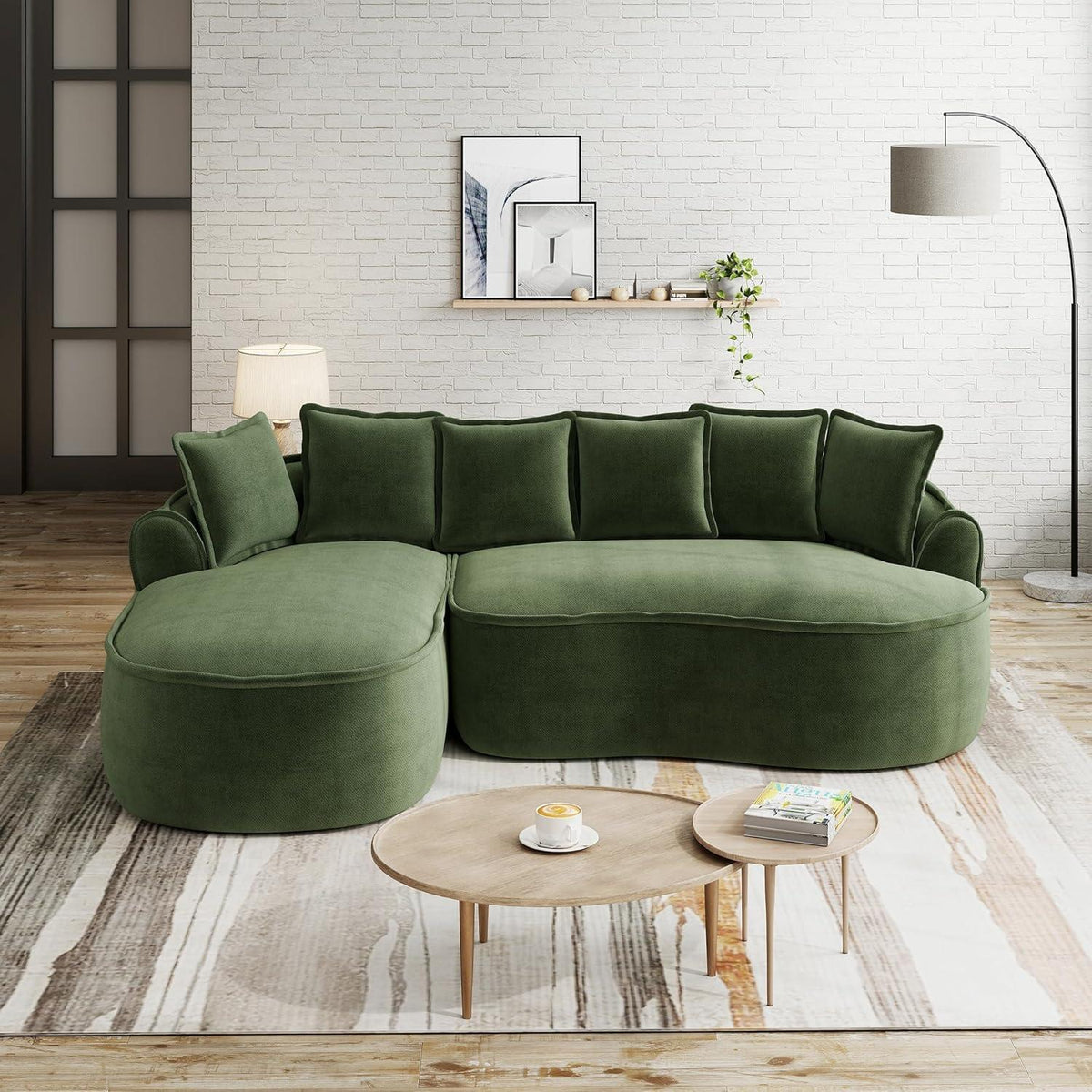 Modulares Chenille-Sofa mit Chaiselongue & extra Tiefe