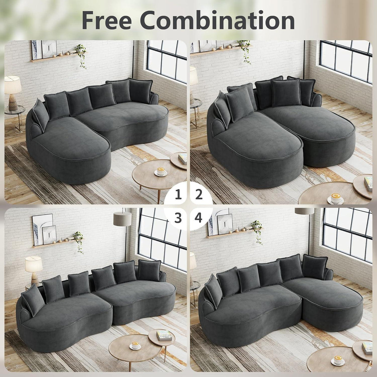 Modulares Chenille Sofa – Tiefes Sitzgefühl & Kein Aufbau