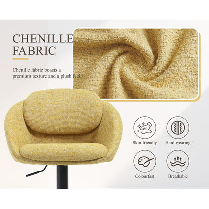 Verstellbarer Barhocker Set (2x) – Chenille, Gelb